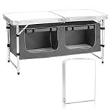 Camp Field Camping Folding Aluminum Table with Adjustable Legs for Outdoor Travel Beach, Backyards, BBQ, Party and Picnic Foldable Table, White