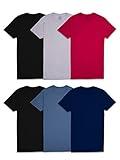 Fruit of the Loom Men's Eversoft Cotton Stay Tucked Crew T-Shirt, Regular-6 Pack-Colors May Vary, Large