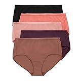 Hanes Mesh Brief, Breathable Panties for Women, No-Show Underwear, 5-Pack, Tan/Purple/Pink/Coral/Black