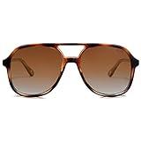 SOJOS Retro Polarized Aviator Sunglasses for Women Men Classic 70s Vintage Trendy Square Aviators SJ2174, Brown Tortoise/Brown