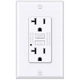 BESTTEN GFCI Outlet 20 Amp, GFI Electrical Receptacle with LED Indicator, 20A Non-Tamper-Resistant Ground Fault Circuit Interrupter, Wallplate Included, ETL Certified, 1 Pack, White