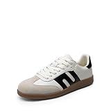 DREAM PAIRS Women's Tennis Sneakers Walking Nia Flat Low-Top Casual Lace-Up Comfortable Fashion Sneakers Shoes.,Size 9,White/Black,SDFN2442W