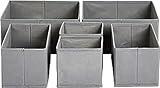 Amazon Basics Cloth Drawer Storage Organizer Boxes, Set of 6, Gray