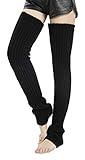 Leotruny Women's Winter Thick Knit Extra Long Thigh High Leg Warmers (C01-Black)