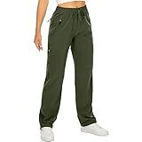 Women's Hiking Pants Quick Dry UPF 50 Travel Golf Pants lightweight Camping Work Cargo Pants Zipper Pockets,6608,Army,L