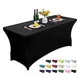 AZON Black 6FT Stretch Spandex Table Cover Washable and Wrinkle Resistant Kitchen Spandex Tablecloth Fitted Rectangular Table for Party,Banquet,Weddings,Cocktail and Festival