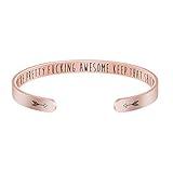 Bracelets for Women Engraved Saying You're Pretty Fucking Awesome Keep That Shit Up Inspirational Mantra Cuff Bracelet Funny Gifts for Her Handmade Engraved Rose Gold Jewelry