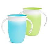 Munchkin® Miracle® 360 Trainer Sippy Cup with Handles, Spill Proof, 7 Ounce, 2 Pack, Green/Blue