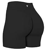 TomTiger Yoga Shorts for Women Tummy Control High Waist Biker Shorts Exercise Workout Butt Lifting Tights Women's Short Pants (Black, XL)