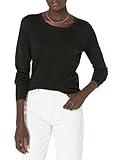 Amazon Essentials Women's Long-Sleeve Lightweight Crewneck Sweater (Available in Plus Size), Black, Medium