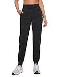 CRZ YOGA Lightweight Workout Joggers for Women, High Waisted Outdoor Running Casual Track Pants with Pockets Black Medium