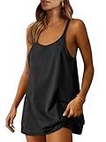 ANRABESS Women Summer Mini Romper Dress Workout Tennis Active Sports Athleisure Outfits Built in Shorts Trendy Vacation Black Large