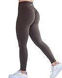 Seamless Scrunch Legging Women Yoga Pants 7/8 Tummy Control Workout Running for Fitness Sport Active Legging-25''（M,Chestnut Brown