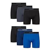 Hanes Men's Value Performance Stretch Boxer Brief Underwear, Moisture-Wicking, 6-Pack, Black/Blue/Grey