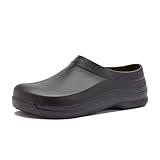 Avia Flame Slip Resistant Clogs for Women, Slip On Work Shoes for Food Service, Garden, or Nursing - Black, 8 Medium