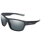 HUK, Polarized Lens Eyewear with Performance Frames, Fishing, Sports & Outdoors Sunglasses Panto, (Spar) Gray/Matte Black, Medium/Large