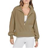 Sczwkhg Gifts for Women, Womens Sweatshirts 2024 Half Zip Fashion Lightweight Pullover Long Sleeve Knit Loose Hoodies Fall Outfits Y2K Clothes