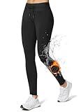 BALEAF Women's Fleece Lined Warm Leggings Winter Thermal Waterproof Tights High Waisted Ski Hiking Pants Gear with Pockets Black M