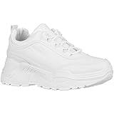 ILLUDE Women's Chunky Platform Sneakers Lace-Up Walking Shoes Fashion Chunky Sneakers Causal Dad Shoes (8.5, White)