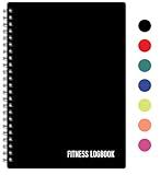 Fitness Logbook (Black) - A5 Undated Workout Journal For Men & Women - Plastic Cover & Thick Paper - Planner Log Book To Track Weight Loss, Muscle Gain, Gym Exercise, Bodybuilding Progress