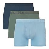 Hanes Ultimate Men's Originals Boxer Briefs, Supersoft Bamboo from Viscose Underwear, 3-Pack, Trunk-Blue, Green, Light Blue-3 Pack, Small