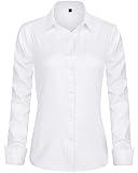 J.VER Womens Dress Shirts Long Sleeve Button Down Shirts Wrinkle-Free Stretch Regular Fit Solid Work Blouse White Medium