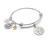 Sunflower Charm Bracelet Steel Expandable Bangle