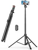 71'' Phone Tripod & Selfie Stick, Tripod for iPhone with Detachable Remote, Portable Phone Tripod Stand for Video Recording, Travel Tripod for Cell Phone, Compatible with Smartphones, DSLR