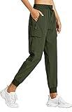 Libin Women's Cargo Joggers Lightweight Quick Dry Hiking Pants Athletic Workout Lounge Casual Outdoor, Army Green L