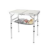 YihuiKo Adjustable Height Camping Table with Mesh Layer, 23.6" x 15.7" Portable Folding Camp Tables with Aluminum Legs for Outdoor Camp, Picnic, Beach, Backyard, Tailgate Cooking, 3 Heights…