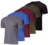 5 Pack:Men’s Mesh Active Wear T-Shirt Essentials Performance Workout Gym Training Quick Dry Fit Dri Tech Breathable Short Sleeve Crew Under Shirt Athletic Sport Running Top Exercise SPF- Set 4 3XL