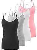 Air Curvey 4 Piece Women's Camisole Tops Basic Undershirts Camisoles Adjustable Spaghetti Strap Tank Top Black Gray White Pink XL