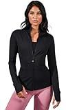 90 Degree By Reflex Women’s Lightweight, Full Zip Running Track Jacket - Black - Large