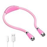 TSINGREE LED Neck Book Light USB Rechargeable, Hands Free, 4 Super Bright LED Bulbs, 3 Adjustable Brightness, Best for Reading in Bed,Knitting,Walking,Jogging,Mending in Night (Pink)