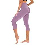 TNNZEET Capri Leggings for Women - Tummy Control Black Leggings with Pockets High Waisted Yoga Pants Workout Cycling Leggings