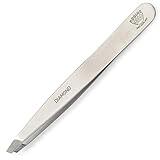 Regine Switzerland Diamond Tip Slant Tweezer, Stainless Steel Precision Tweezers for Eyebrow & Hair Removal