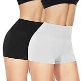 NexiEpoch 2 Pack Workout Biker Shorts Womens - 3" /5"/8" Booty Volleyball High Waisted Black Spandex Shorts for Yoga Dance