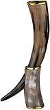 The Viking Real Ox Horn Drinking Horn with Stand Handmade Beer Glass Viking Vessels - Brass Rim