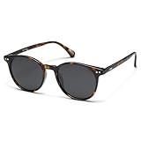 SOJOS Small Round Classic Polarized Sunglasses for Women Men Vintage Style UV400 Lens SJ2113, Tortoise/Grey