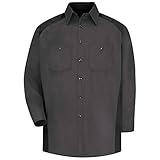 Red Kap Men's Size Long Sleeve Motorsports Shirt, Charcoal/Black, 3X-Large/Tall