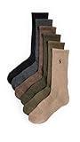 POLO RALPH LAUREN Men's 6 Pack Casual Crew Socks, Olast (381), Brown, One Size