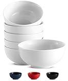 KooK Cereal Bowl, Bowl Set, Ceramic Bowls, Set of 6, Soup Bowl, White Bowl, Microwave, Dishwasher and Freezer Safe, Chip Resistant, for Pasta, Salad, Oatmeal, Deep Interior, 24 Oz (White, 6 Inch)