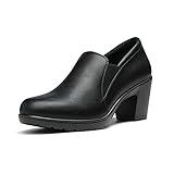 DREAM PAIRS Women's Low Chunky Block Heels Pumps Comfortable Slip-on Heeled Loafers Dress Work Shoes for Office Business,Size 8,Black,DPU214