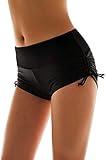 Micosuza Womens Swim Bottoms Black Brief Boy Shorts with Adjustable Ties Black Small