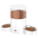 Automatic Cat Feeder for 2 Cats, 3L Cat Food Dispenser SURDY Auto Cat Feeder with 2 Stainless Bowls, 10s Meal Call Dual Power Supply and Timer Setting 12 Portions 6 Meals Per Day for Cats and Dogs