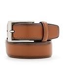 Perry Ellis Men's Leather Amigo Dress Belt, Luggage Brown, 36