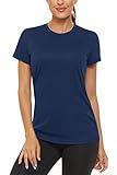 TACVASEN Womens T-Shirts Workout Tops Sun Protection Short Sleeve Tees UPF 50+ Yoga Running Gym Fitness Shirts Navy M