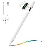 MoKo Stylus Pen for Touch Screen, Active Universal Stylus Pen Compatible with iPad/iPhone/Samsung and Other iOS/Android Smartphone and Tablet Devices Tablet Pen with Power Display, White