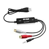 FLY KAN USB 2.0 Audio Capture Card for Windows 10/8.1/8 / 7 / and Mac OS 10.14 - Audio Grabber for Vinyl Cassette Tapes to mp3 Converter