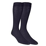 Dr. Scholl's Men's 2 Pack Everyday Non-Binding Flat Knit Crew Socks, Navy, Shoe: 7-12